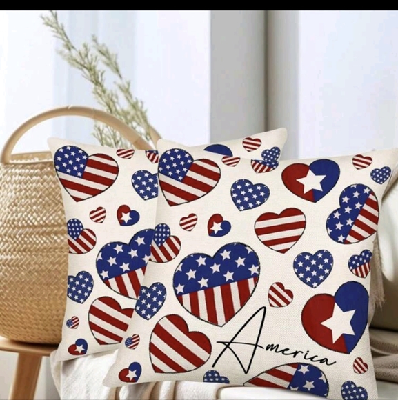 Throw Pillow cover 18 X 18 Patriotic Heart - Picture 7 of 7